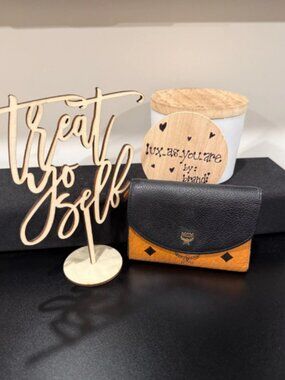 MCM002. MCM, Black/Cognac Visetos Snap Wallet